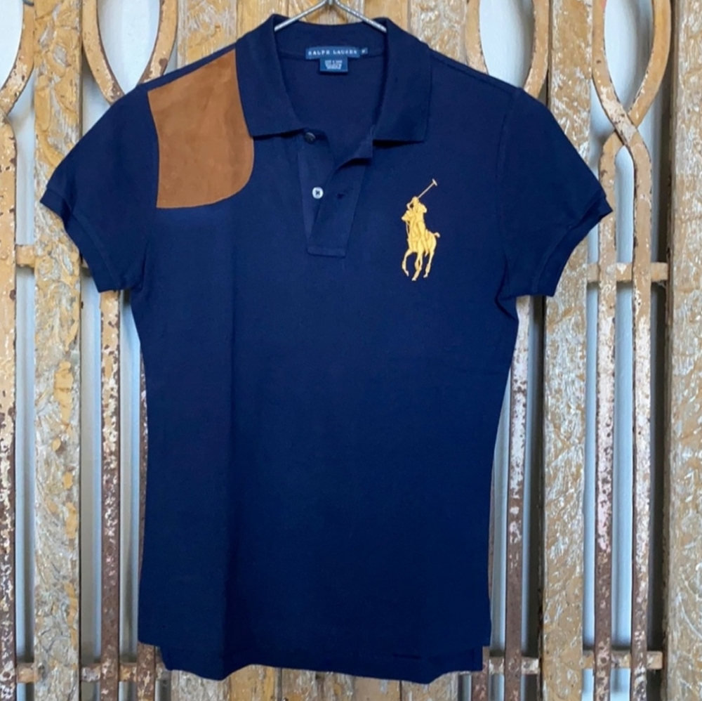 RL BLUE LABEL Blue Polo Leather Patch